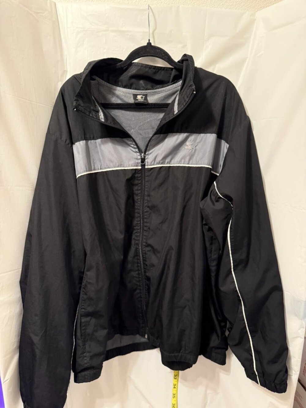 Starter Black Grey Colorblock Full Zip Mesh Lined Windbreaker Jacket 3XL